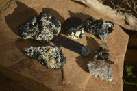 Natural Schorl Black Tourmaline Specimens x 6 From Erongo, Namibia