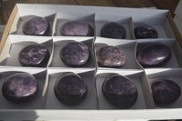 Polished Purple Lepidolite Gallets  x 12 From Zimbabwe