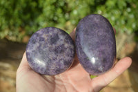 Polished Purple Lepidolite Gallets  x 12 From Zimbabwe