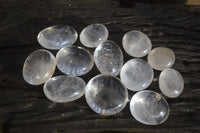 Polished Clear Quartz Galet / Palm Stones x 12 From Madagascar