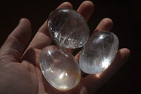 Polished Clear Quartz Galet / Palm Stones x 12 From Madagascar