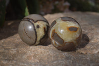 Polished Septaria Spheres x 6 From Mahajanga, Madagascar