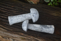 Polished Extra Large Howlite Mushrooms  x 2 From Zimbabwe