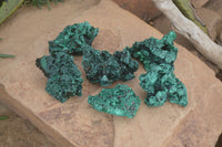 Natural Chatoyant Silky Malachite Specimens  x 6 From Kasompe, Congo