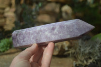 Polished Purple Lepidolite With Peach Moonstone Points  x 3 From Zimbabwe