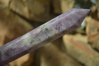 Polished Purple Lepidolite With Peach Moonstone Points  x 3 From Zimbabwe