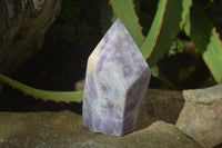 Polished Purple Lepidolite With Peach Moonstone Points  x 3 From Zimbabwe