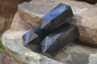 Polished Black Basalt Points  x 3 From Madagascar