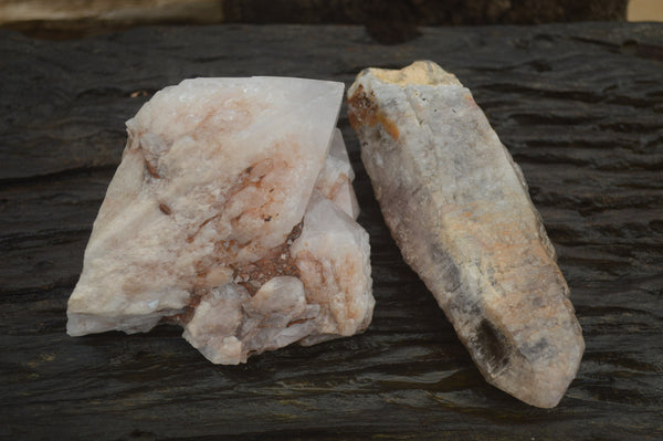 Natural Celestial Layered Window / Candle Quartz Specimens  x 2 From Madagascar