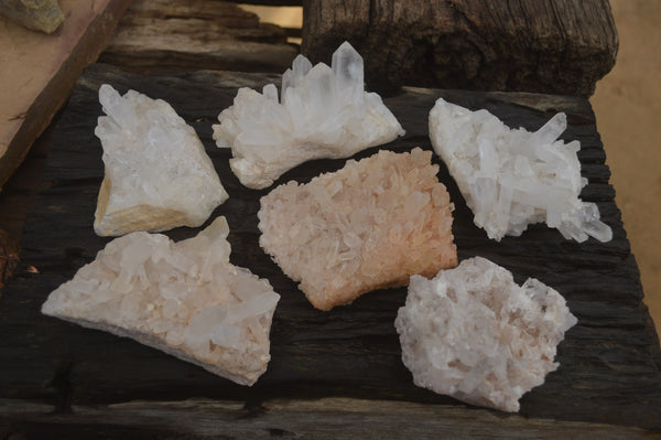 Natural Clear Quartz Crystal Clusters  x 6 From Madagascar