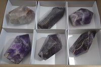 Polished Chevron Amethyst Points x 6 From Zambia