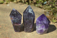 Polished Chevron Amethyst Points x 6 From Zambia