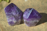 Polished Chevron Amethyst Points x 6 From Zambia