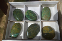 Polished Green Verdite Galet / Palm Stones x 6 From Zimbabwe