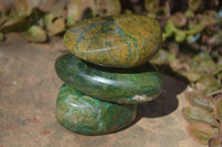 Polished Green Verdite Galet / Palm Stones x 6 From Zimbabwe