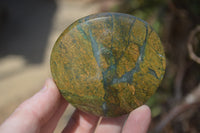 Polished Green Verdite Galet / Palm Stones x 6 From Zimbabwe