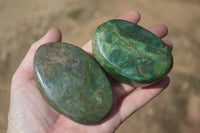 Polished Green Verdite Galet / Palm Stones x 6 From Zimbabwe