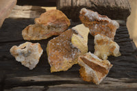 Natural Golden Limonite Quartz Clusters x 6 From Zambia