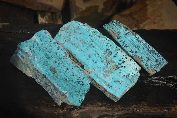 Natural Drusy Chrysocolla Dolomite Specimens x 3 From Likasi, Congo