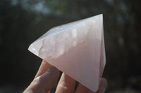 Polished Rose Quartz Pyramids x 3 From Madagascar