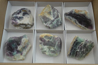 Polished One Side Polished Watermelon Fluorite Pieces  x 6 From Uis, Namibia