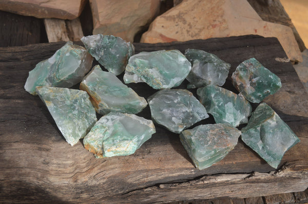 Natural Green Jade Cobbed Specimens x 12 From Swaziland