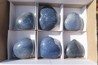 Polished Blue Lazulite Hearts  x 6 From Madagascar