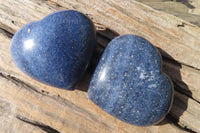 Polished Blue Lazulite Hearts  x 6 From Madagascar