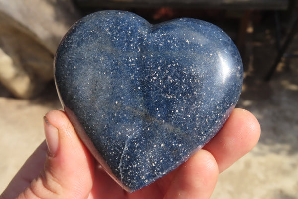 Polished Blue Lazulite Hearts  x 6 From Madagascar