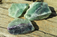 Polished One Side Polished Watermelon Fluorite Pieces  x 3 From Uis, Namibia