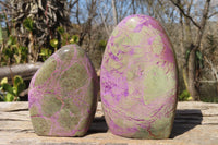 Polished Stichtite & Serpentine Standing Free Forms x 2 From Barberton, South Africa