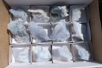 Natural Etched Blue Chalcedony Specimens x 12 From Nsanje, Malawi