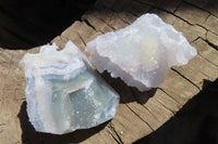 Natural Etched Blue Chalcedony Specimens x 12 From Nsanje, Malawi