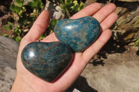 Polished Blue Apatite Hearts  x 6 From Madagascar