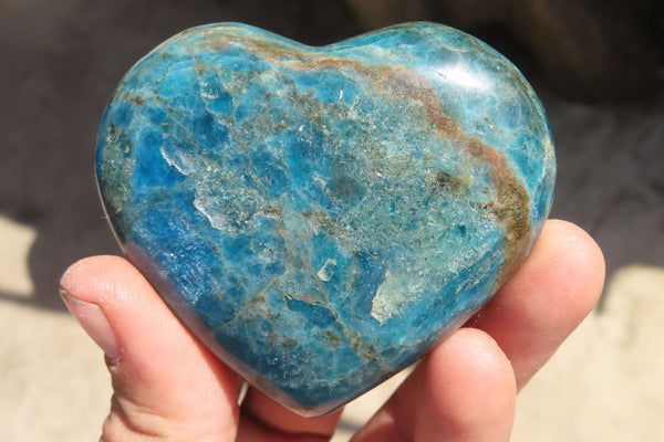 Polished Blue Apatite Hearts  x 6 From Madagascar