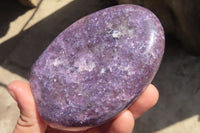 Polished Purple Lepidolite Standing Free Forms  x 3 From Zimbabwe