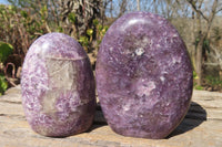 Polished Purple Lepidolite Standing Free Forms  x 3 From Zimbabwe