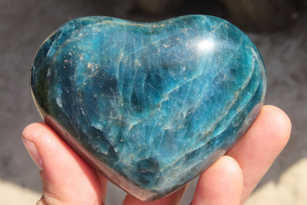 Polished Blue Apatite Hearts  x 6 From Madagascar