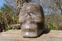 Polished Large Smokey Quartz Skull Carving  x 1 From Madagascar