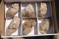 Natural Smokey Phantom Quartz Clusters x 6 From Luena, Congo