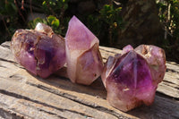 Polished Window Amethyst Crystals x 3 From Ankazobe, Madagascar