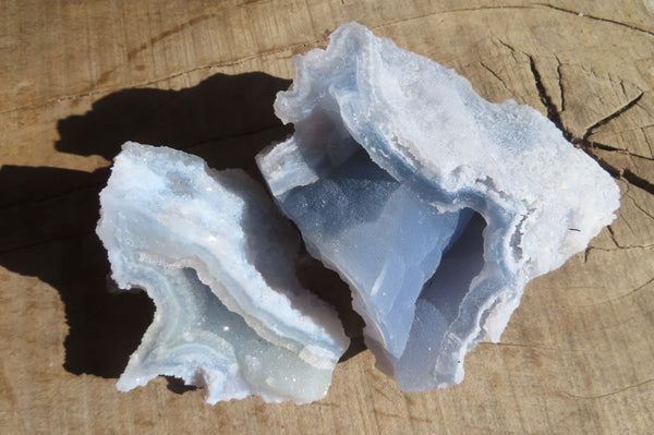 Natural Etched Blue Chalcedony Specimens x 4 From Nsanje, Malawi