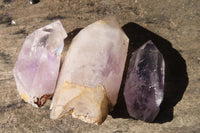 Natural Clear Amethyst & Smokey Brandberg Quartz Crystals x 12 From Brandberg, Namibia