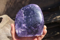 Polished Purple Lepidolite Standing Free Forms  x 2 From Zimbabwe