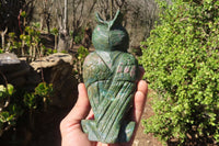 Polished Green Verdite Owl Carvings  x 2 From Zimbabwe