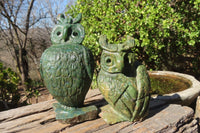 Polished Green Verdite Owl Carvings  x 2 From Zimbabwe