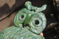 Polished Green Verdite Owl Carvings  x 2 From Zimbabwe