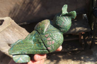 Polished Green Verdite Owl Carvings  x 2 From Zimbabwe