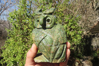 Polished Green Verdite Owl Carvings  x 2 From Zimbabwe