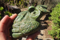 Polished Green Verdite Owl Carvings  x 2 From Zimbabwe